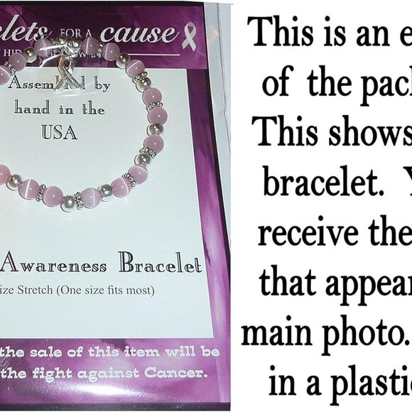 Cancer Awareness Silver Bracelet Women’s Stretch Cord Fits Most Wrists - Picture 3 of 3
